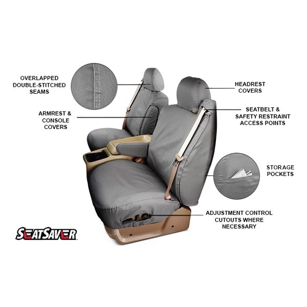 Covercraft® SS3501PCGY SeatSaver™ Polycotton 1st Row Gray Custom Seat  Covers