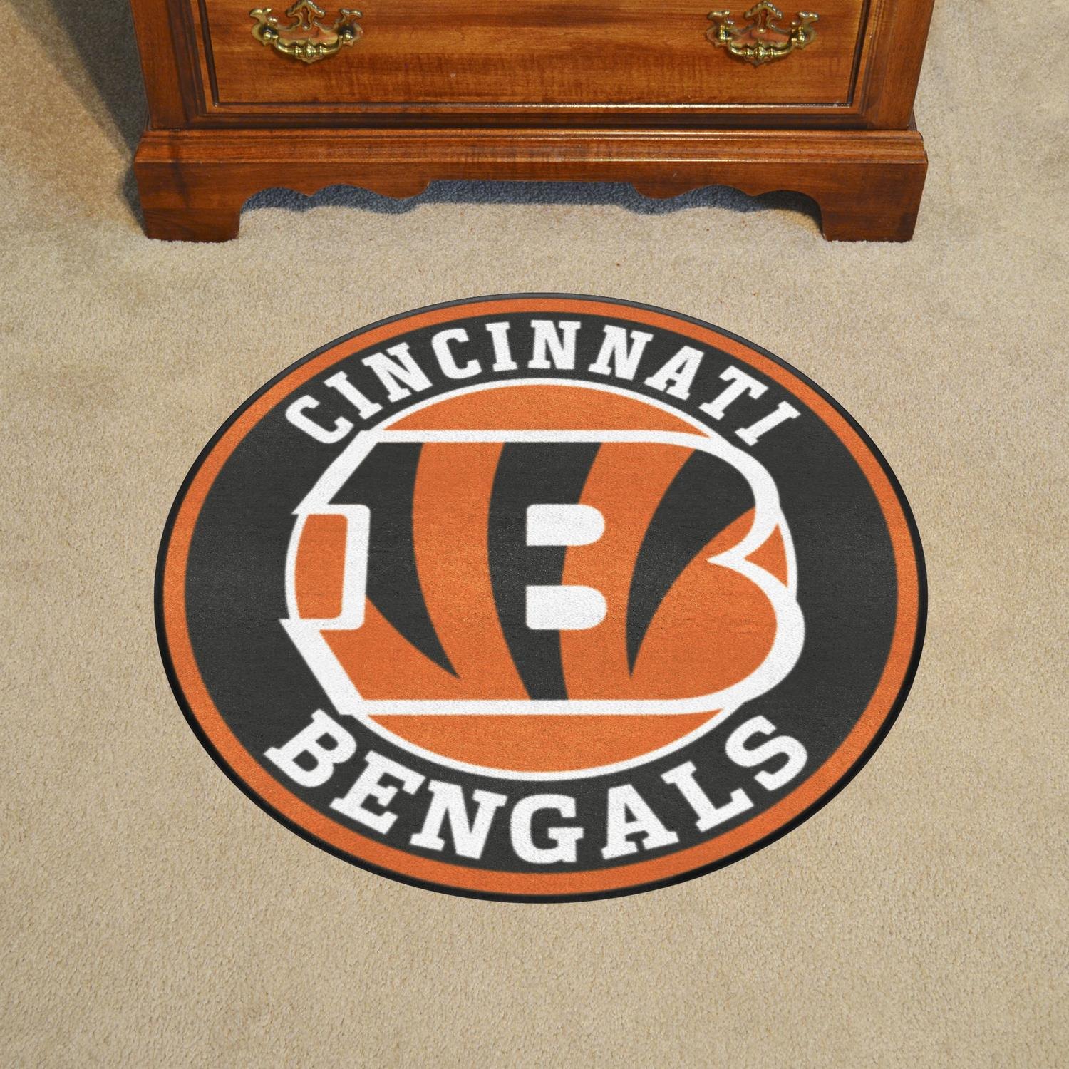 FanMats® 17955 NFL Cincinnati Bengals Round Nylon Area Rug with