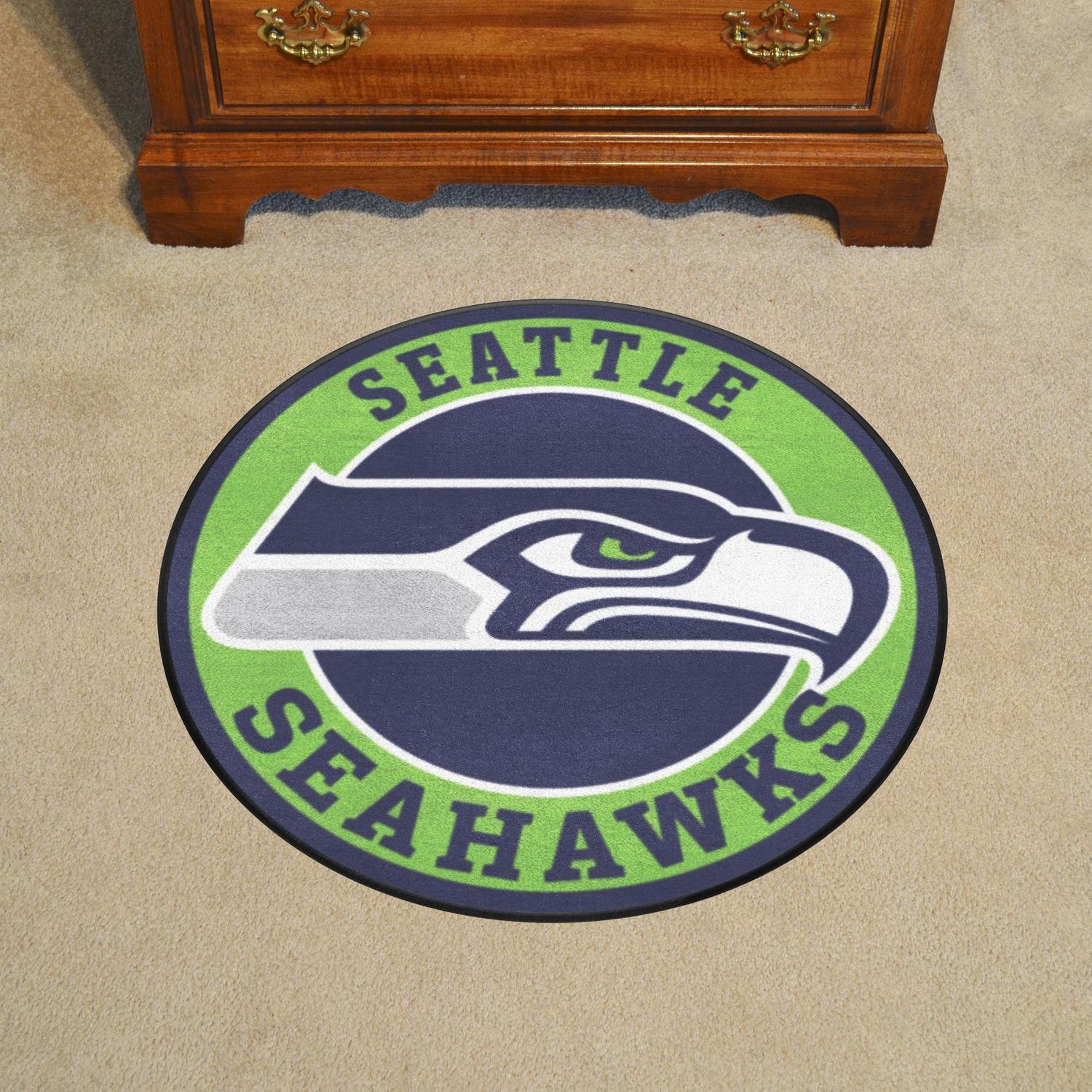 FanMats® 17975 NFL Seattle Seahawks Round Nylon Area Rug with