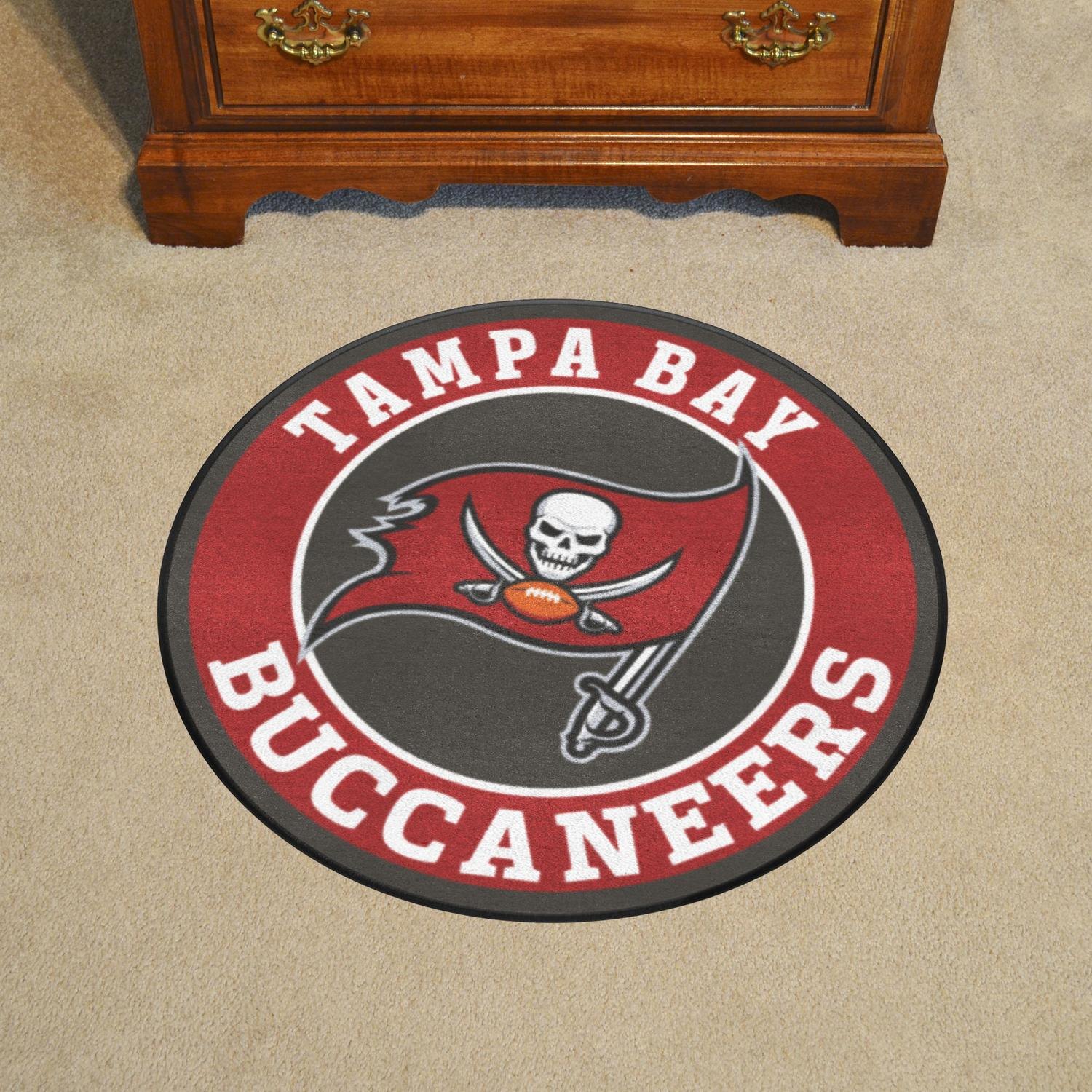 FanMats® 17977 - NFL Tampa Bay Buccaneers Round Nylon Area Rug With ...