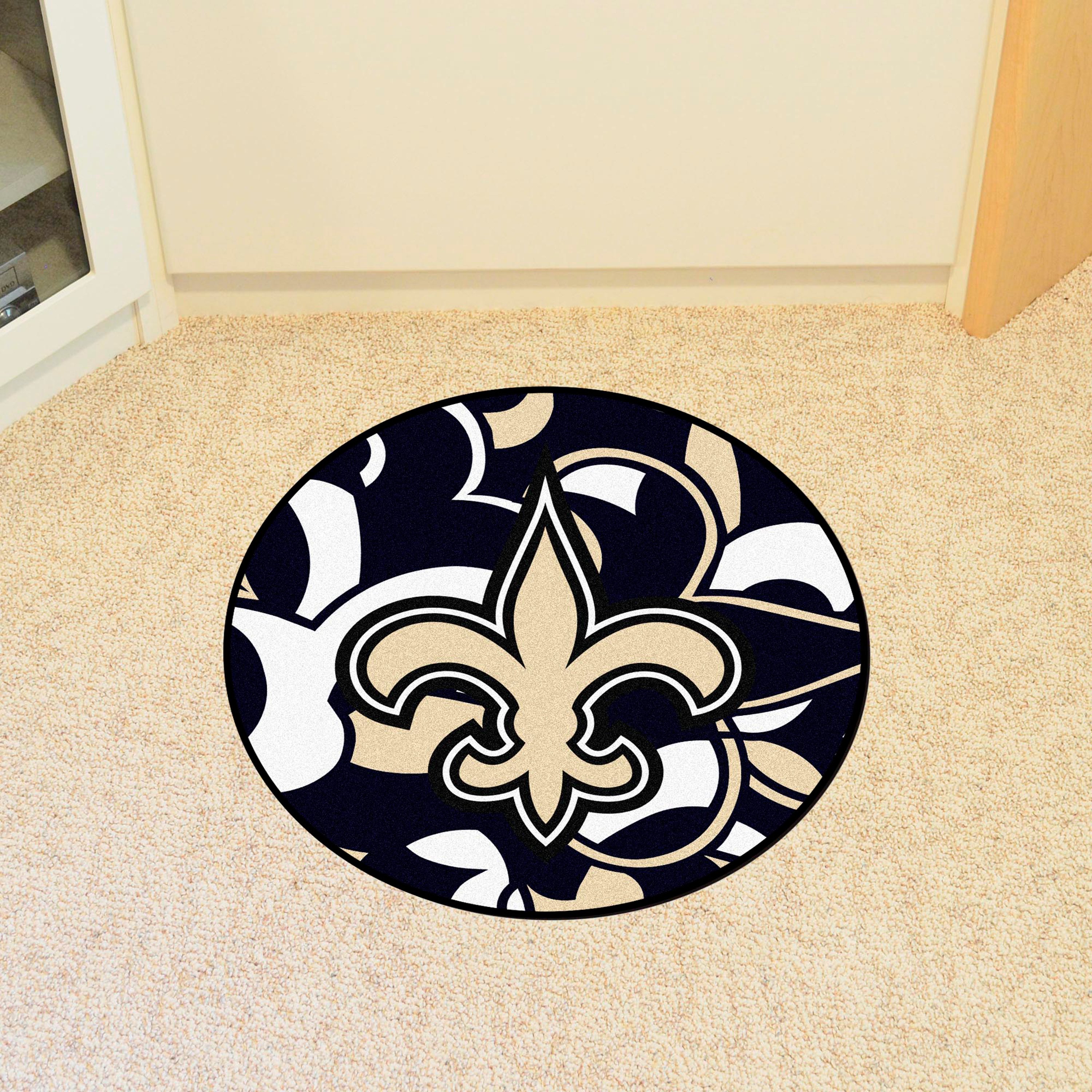 FanMats® 23330 "XFIT" NFL New Orleans Saints Round Nylon Area Rug