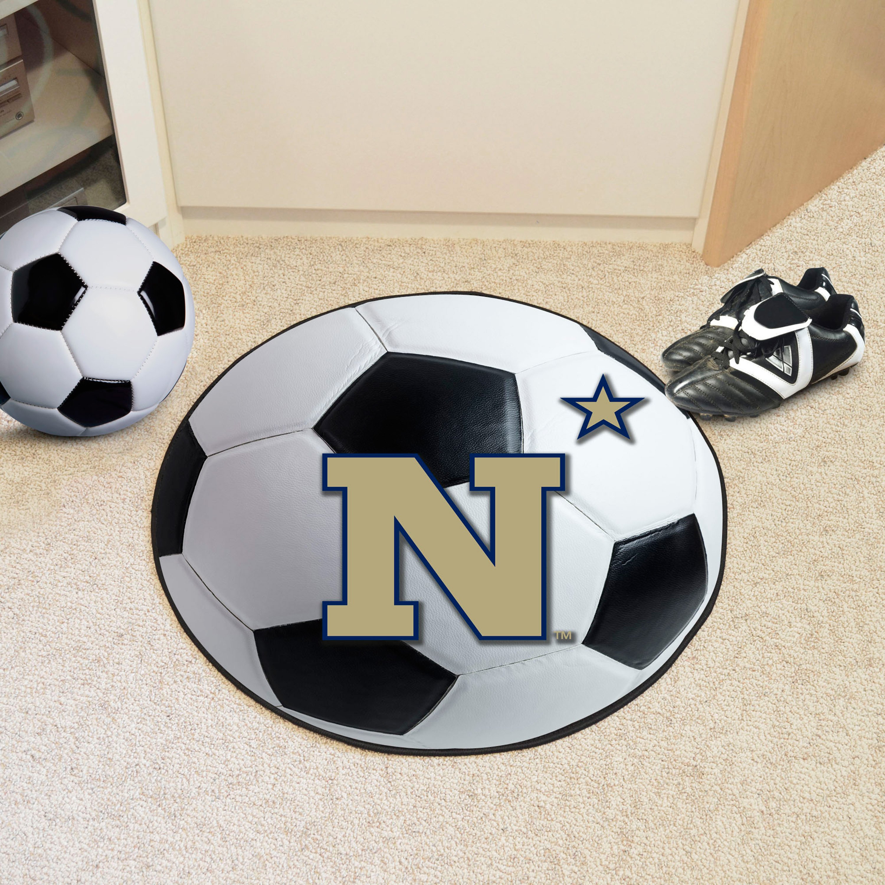 FanMats® 3540 - "Soccer" NCAA U.S. Naval Academy Round Nylon Area Rug